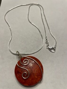 Handcrafted Wire Wrapped Carnelian Agate Pendant Necklace
